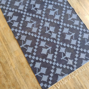 Tapis moderne tissé à la main pour tapis en coton tissé intérieur et extérieur pour chambre à coucher coton bleu et blanc tapis fait main cadeau - Product Image 1