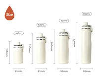 Bouteille d'eau isotherme en acier inoxydable en gros avec poignée pliable, anti-fuite, à double paroi sous vide pour la gym, les voyages et la randonnée