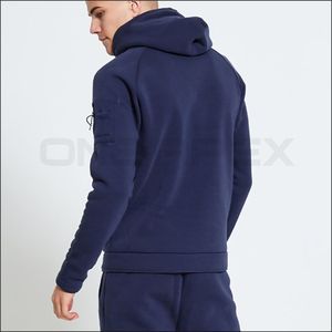 ชุดวอร์มผ้าฟลีซของผู้ชายชุดวิ่งออกกำลังกายมีฮู้ดและกางเกงผ้าคอตตอนพิมพ์โลโก้ออกแบบได้ตามต้องการ - Product Image 5