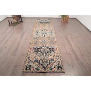 Alfombra de 2.8x10.9 pies, Alfombra Turca, Alfombra Azul Sólida - Product Image 1