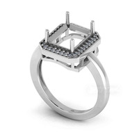 Sonder anfertigung sring 925 Sterling Silber Bulk Halo Ring 8x10mm Rechteck Blank Prong Einstellung/CZ Einstellung Verlobung geschenk Party