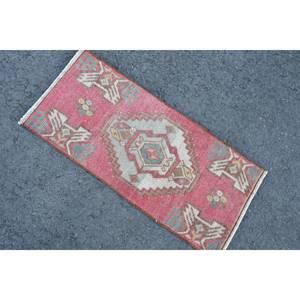 Alfombra de retazos ecológica de lana roja y Beige clásica, 1,3x2,8 pies, área grande tradicional, respaldo de látex rectangular turco, comedor - Product Image 4