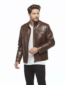 Chaqueta de Cuero Clásica para Hombre, Nuevo Diseño, Cómoda, Delgada, de Cuero Suave, en Talla Grande, Transpirable, para Invierno - Product Image 4