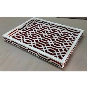 Plateau de service élégant en incrustation d'os fabriqué à la main, plateau de table basse luxueux et élégant pour la décoration de la maison, disponible au prix de gros - Product Image 1