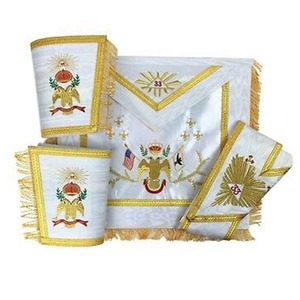 Delantal Masónico Maestro Masónico de Cuero Blanco Personalizado Durable G-Square para Oficial Senior y Junior con Detalle Enjoyado - Product Image 3