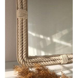 Espejo Náutico Costero Hecho a Mano, Espejo Decorativo de Pared con Marco de Cuerda de Algodón, Estilo Contemporáneo - Product Image 3