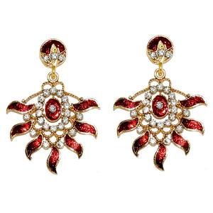 Kriaa Pierre Autrichienne Plaqué Or Meenakari Boucles d'Oreilles Fine Jewelry Accessoire - Product Image 1