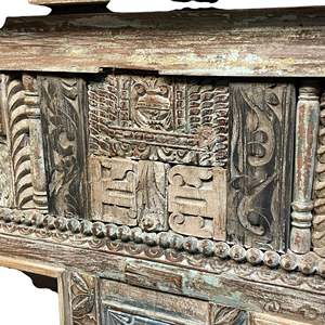 Handmade Rustic <b>Console</b> <b>Table</b> <b>for</b> Living Room <b>Entry</b> Villa Reclaimed Wood Brass Accents - Product Image 5