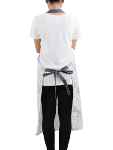 ผ้ากันเปื้อนผ้าฝ้ายแขนกุดสีผสมกับกระเป๋าด้านหน้าสายรัดปรับระดับได้สำหรับบ้านโรงแรมห้องครัวแบบคาดเอว - Product Image 5