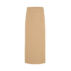 Falda lápiz informal de punto de algodón color camel con cintura natural - Product Image 1