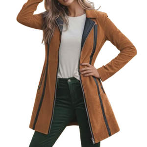 Manteau en daim de haute qualité pour femmes, respirant, hiver, écologique, finition lisse, couture propre, texture élégante - Product Image 1