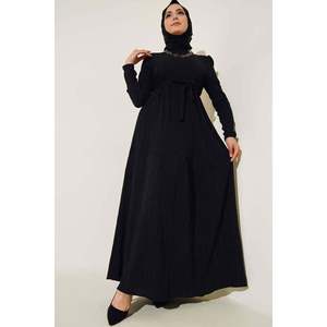 Black <b>Belted</b> Layered Elastic Ankle Casual <b>Dress</b> - Product Image 3