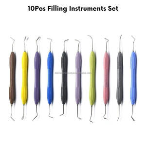 Juego de instrumentos de relleno compuesto Dental Manual de 10 piezas, mango de silicona colorido, agarre ergonómico, herramientas restauradoras, escaladores - Product Image 4