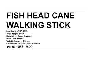 ไม้เท้าช่วยตกแต่งทำจากทองเหลืองด้ามจับไม้หัวปลาปรับได้ทันสมัยน้ำหนักเบาทนทานกันลื่น - Product Image 3