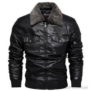 Chaqueta de Motociclista de Cuero SANAULLAH SONS Unisex Otoño Invierno con Cuello de Felpa, Cortavientos, Impermeable, Transpirable, Manga Larga, Talla Grande - Product Image 6