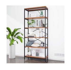 Présentoir de rangement en fer pur et en bois organisateur de grande taille enduit de poudre noire idéal pour la décoration de chambre et de salon - Product Image 3