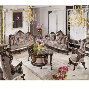 ชุดห้องนั่งเล่นหรูหราพร้อมไม้แกะสลักวอลนัทขัดเงาเฟอร์นิเจอร์ห้องวาดภาพโบราณทำจากไม้แกะสลักคุณภาพสูง - Product Image 1