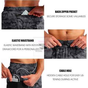 กางเกงขาสั้นรัดรูปสองชั้นสำหรับทุกเพศดีไซน์ออกกำลังกายแบบลำลองระบายอากาศได้พร้อมการตกแต่งด้วยลูกไม้และการปิดเอวยางยืด - Product Image 6