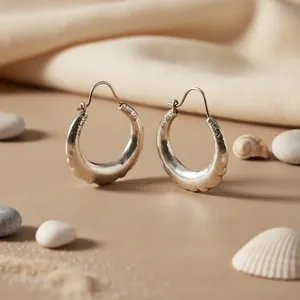 Boucles d'oreilles créoles chic en argent 925 pour femme, bijoux de mode quotidiens - Product Image 1