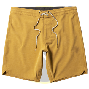 Maillot de bain de couleur unie pour hommes Short de bain à séchage rapide jaune moutarde avec cordon de serrage à la taille Vêtements de plage personnalisés pour le surf d'été - Product Image 1