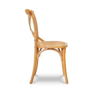 Chaise de salle à manger d'intérieur de style nordique moderne avec cadre en teck massif et rotin naturel tissé pour des espaces de restauration élégants à la maison - Product Image 3