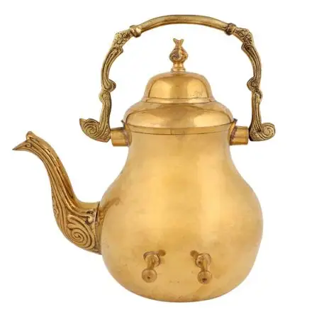 手作りの伝統的なゴールデンブラスケトルまたはテーブルトップ装飾アクセサリー用の芸術的なティーポットSNP-1104最安値