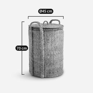 ตะกร้าผักตบชวาทรงกลมพร้อมหูหิ้วแข็งแรง ตะกร้าเก็บของทำมือ ขายส่ง เป็นมิตรกับสิ่งแวดล้อม ผลิตในเวียดนาม - Product Image 3