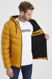 Chaquetas de invierno de gran oferta con logotipo personalizado OEM a la moda para hombre, Abrigo acolchado de moda amarillo de alta visibilidad, chaquetas con capucha para hombre, Invierno 2025 - Product Image 2