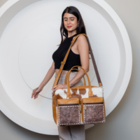 Cheveux sur cuir véritable Western porte-documents en cuir sac à bandoulière en cuir usiné à la main dissimulé transporter sac pour ordinateur portable