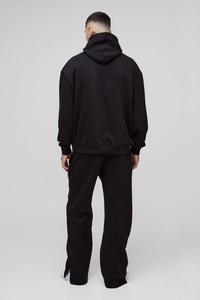 High Quality Oversized Custom Logo Black Solid Tracksuit for men Breathable Quick Dry Oversized Hoodie & Bootcut Sweatpants set - Product Image 2