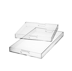 Plateau de service en acrylique avec poignées en laiton, support pour nourriture, bonbons, collations, décoration pour mariage, maison, hôtel - Product Image 6