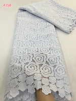 Dentelle Guipure Blanche 4358 de Luxe, Tissu Africain Original Autrichien en Coton, Inspiré des Vêtements Traditionnels pour Occasions Spéciales, 5 Yards