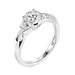 Bague de fiançailles Jeulia en argent sterling à trois pierres, forme poire, motif vague torsadée, bijoux fins de luxe géométriques - Product Image 2