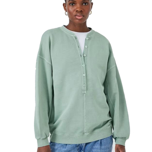 Sweat-shirt décontracté pour femme, haut vintage, manches longues, doux, facile à porter, uni, facile à laver, léger, confortable, élégant, col rond, séchage rapide - Product Image 2