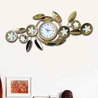 Jam Dinding Logam Analog Quartz Modern Desain Daun Terbaik, Cocok untuk Luar Ruangan, Pernikahan, Ulang Tahun, Dekorasi Rumah, Hadiah, dan Lainnya