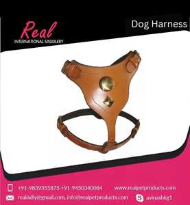 Premium Quality <b>Leather</b> Luxury Pet Harness Soft Padded Adjustable with Rivet Decoration for Dog Training at Best Price - Product Image 2