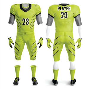 Uniforme de football américain sublimé en polyester 100% personnalisé respirant vert clair matériel d'équipe sergé maillot court logo avant - Product Image 1