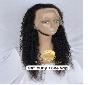 วิกผมแท้แบบอินเดียไม่ผ่านกระบวนการ100% พรีเมี่ยมคุณภาพสูงขนาด24 "" 13x4จากธรรมชาติผมหยิกแบบสวิสใสตรงจากอินเดีย - Product Image 1