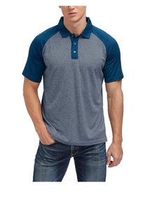 Polo de performance à manches courtes raglan anti-humidité pour homme, patchwork de couleurs contrastées, vêtements de sport de golf solides - Product Image 4