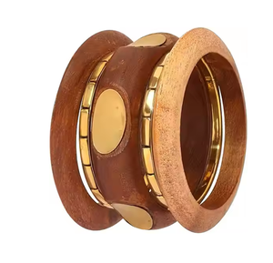 Handmade Fashion Bangles Set with Brass & Wood Jewelry & <b>Accessories</b> Fashion Jewelry for Home Party Wedding Use - Product Image 1