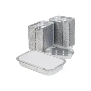 Aluminiumfolie Voedselcontainer, Maat F3 Met Deksels Voor Voedselopslag Bakken Afhaalbakjes