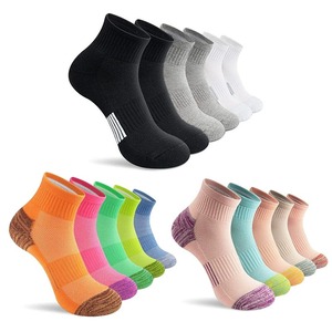 JZVINA Chaussettes de cheville athlétiques orteils renforcés talons respirant coton résistant Crew chaussette pour la course à pied décontracté entraînement sportif - Product Image 1