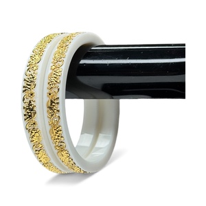 Unique Elephant Design White Acrylic Imitation Pearl Bangle <b>Set</b> Gold Plated Work Ethnic Wedding Traditional Wholesale for Women - Product Image 3