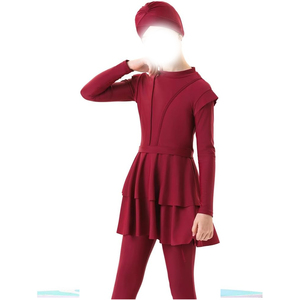 Traje de Baño Islámico Burkini con Estampado Tropical para Verano, Traje de Baño Musulmán Modesto para Mujer, Burkini Islámico de Manga Larga - Product Image 3