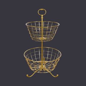 Support de panier en fil métallique à deux niveaux moderne chic et doré Solution d'armoire de rangement pour étagère à épices en métal polyvalente et élégante pour la décoration intérieure - Product Image 6