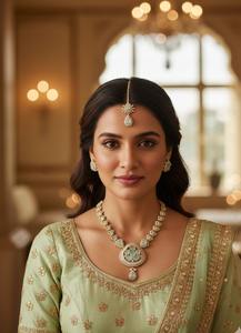 Conjunto de Collar y Aretes de Piedra Verde Menta Elegante de Alta Demanda para Eventos Nocturnos o Banquetes Disponible a Precio de Fábrica - Product Image 3