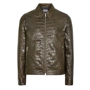 Veste d'hiver en cuir véritable imprimé peau de crocodile de luxe, vêtement décontracté de haute qualité, élégante, chaude, respirante, durable, veste pour homme - Product Image 6