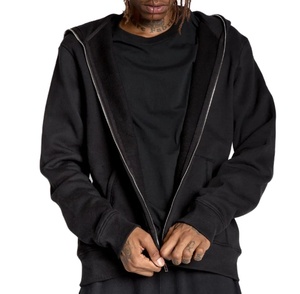 Personnalisable Vente directe d'usine Vente en gros Pull à capuche en molleton à fermeture éclair pour l'hiver OEM No Strings Hoodies pour hommes - Product Image 3