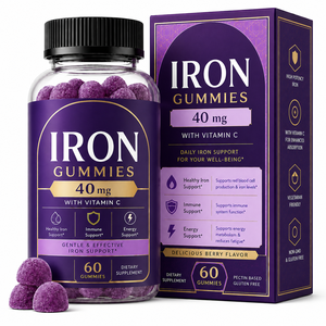 Gomitas de Bisglicinato Ferroso de Alta Absorción al por Mayor, 40 mg de Hierro con <span class=keywords><strong>B12</strong></span> Metilcobalamina, Vitalidad Diaria, Directo de Fábrica - Product Image 1