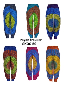 Rayon Harem <b>Trouser</b> Hippie Boho Indian Summer Beach Wear Unisex <b>Women's</b> Ethnic Festival Flat Front Eco-Friendly - Product Image 3